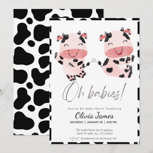 koe Geslachtsneutrale tweeling baby shower Kaart