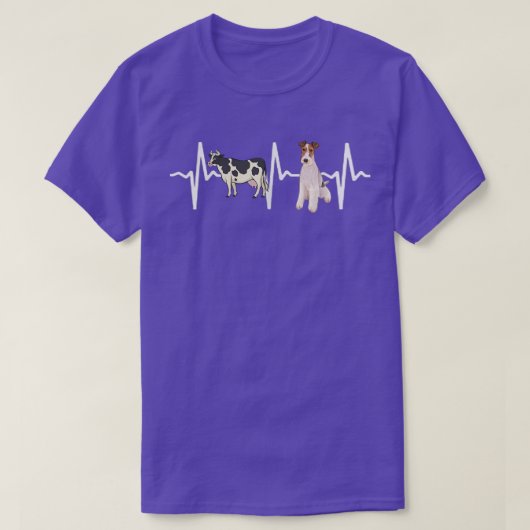Koe Gevlekte Draad Fo Terrier Hartslag Hond Liefhe T-shirt (Design voorkant)