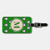 KOE GEZICHT betegeld zazzle patroon donkergroen.pn Bagagelabel (Voorkant horizontaal)