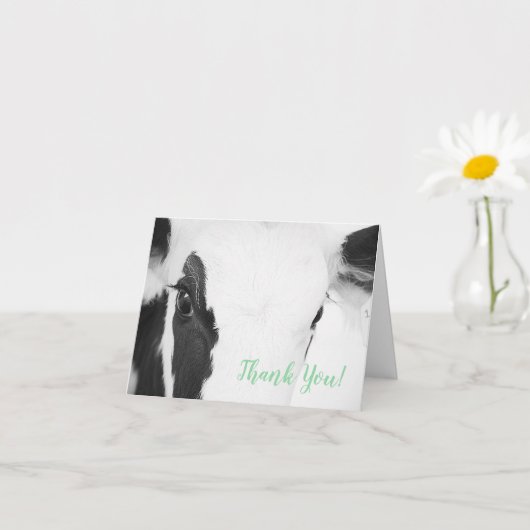 Koe gezicht close-up Baby shower dank u kaart groe (Kleine Plant)