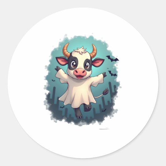 Koe Ghost Boo-levard Ronde Sticker (Voorkant)