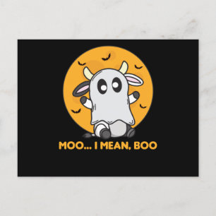 Koe Ghost Cute Kawaii Halloween Moo I Mean Boo Briefkaart