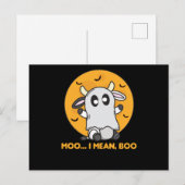 Koe Ghost Cute Kawaii Halloween Moo I Mean Boo Briefkaart (Voorkant / Achterkant)