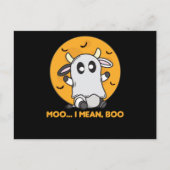 Koe Ghost Cute Kawaii Halloween Moo I Mean Boo Briefkaart (Voorkant)