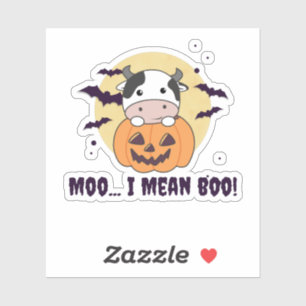 Koe Ghost Cute Kawaii Halloween Moo I Mean Boo Sticker