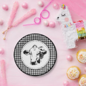 Koe Gingham boerderij Papieren Bordje (Feest)