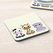 Koe giraffe hippo cartoon gele drankjes onderzetter (Linkerzijde)