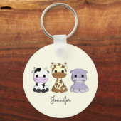Koe giraffe hippo cartoon name sleutelhanger (Voorkant)