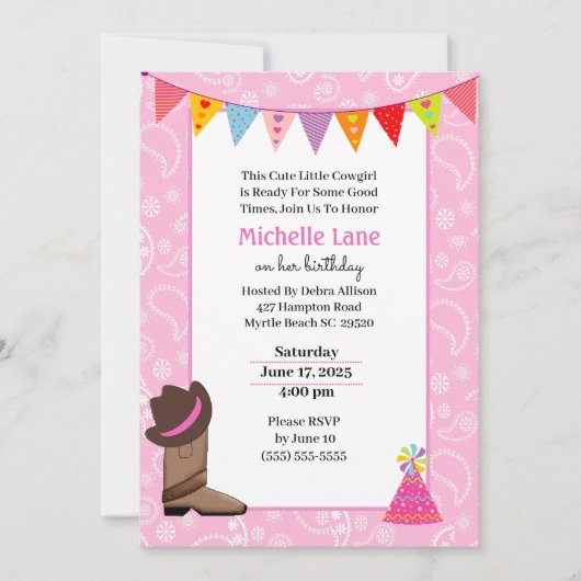 Koe Girl Birthday Uitnodiging (Voorkant)