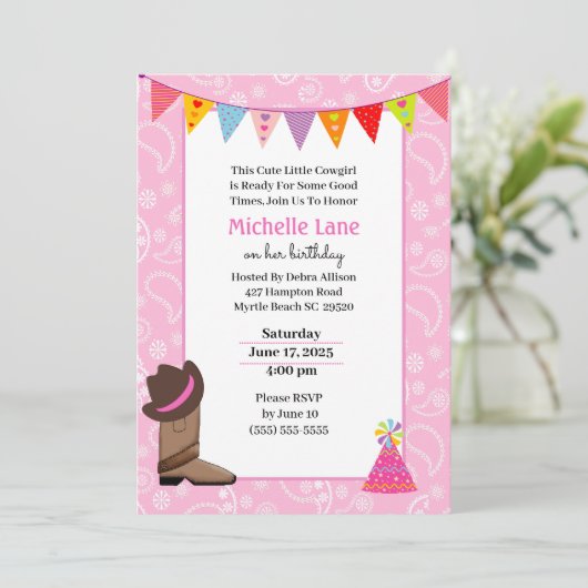 Koe Girl Birthday Uitnodiging (Staand voorkant)