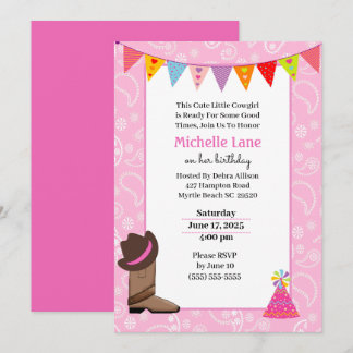 Koe Girl Birthday Uitnodiging