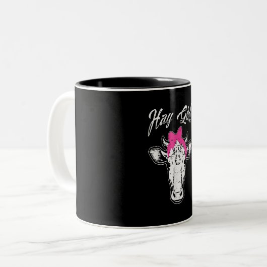 Koe Girl Farmer Gift| Koel Koe Animal Idee Tweekleurige Koffiemok (Voorkant links)