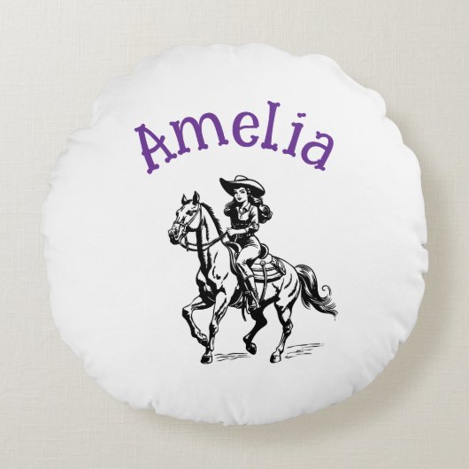 Koe Girl Rond Kussen (Voorkant)