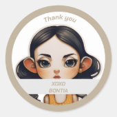 Koe Girl Ronde Sticker (Voorkant)