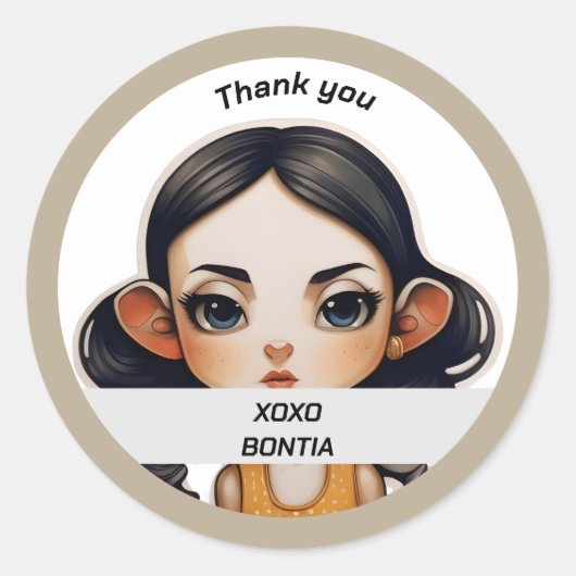 Koe Girl Ronde Sticker (Voorkant)