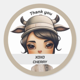 Koe Girl Ronde Sticker