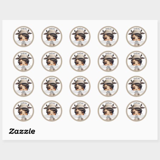 Koe Girl Ronde Sticker (Vel)