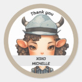 Koe Girl Ronde Sticker (Voorkant)