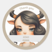 Koe Girl Ronde Sticker (Voorkant)