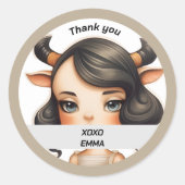 Koe Girl Ronde Sticker (Voorkant)