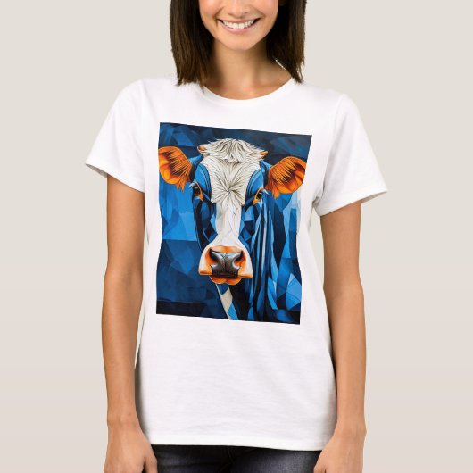 Koe glas in lood t-shirt (Voorkant)
