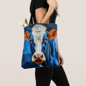 Koe glas in lood tote bag (Dichtbij)