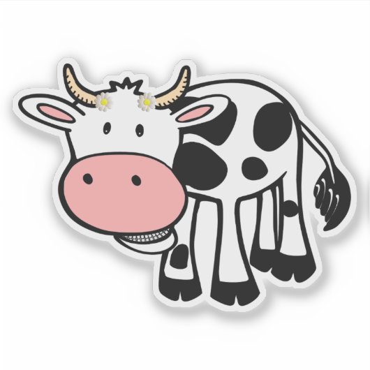 Koe glimlachen met dagen sticker (Voorkant)