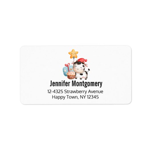 Koe glimlachen Schattige partij Etiket (Voorkant)