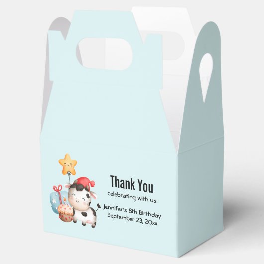 Koe glimlachen Schattige verjaardag Bedankdoosjes (Geopend)