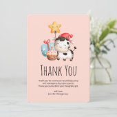 Koe glimlachen Schattige verjaardag Bedankkaart (Staand voorkant)