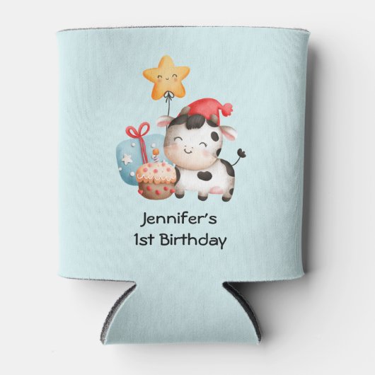 Koe glimlachen Schattige verjaardag Blikjeskoeler (Voorkant)