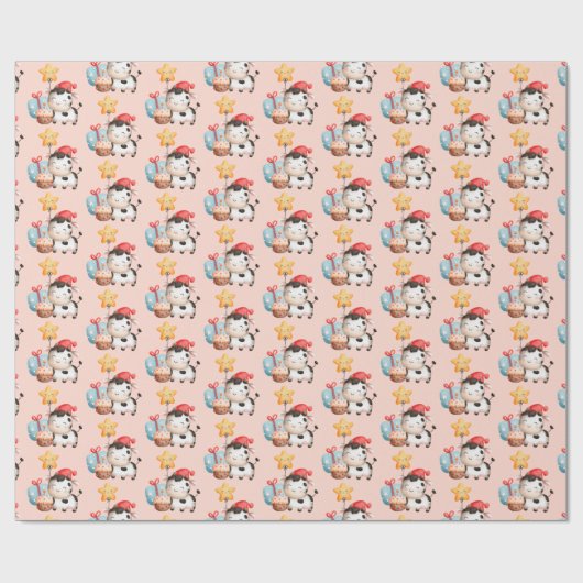 Koe glimlachen Schattige verjaardag Cadeaupapier (Vlak)