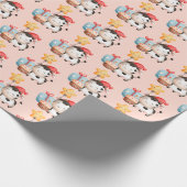 Koe glimlachen Schattige verjaardag Cadeaupapier (Hoek)