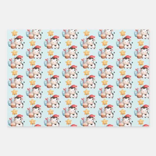 Koe glimlachen Schattige verjaardag Inpakpapier Vel (Voorkant 3)