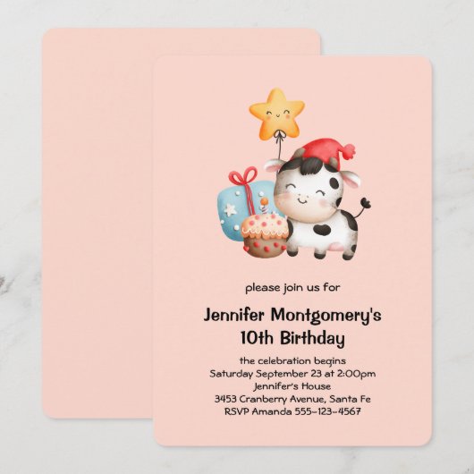 Koe glimlachen Schattige verjaardag Kaart (Voorkant / Achterkant)