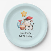 Koe glimlachen Schattige verjaardag Papieren Bordje (Voorkant)