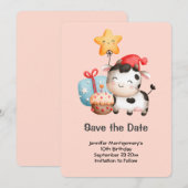 Koe glimlachen Schattige verjaardag Save The Date (Voorkant / Achterkant)