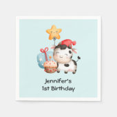 Koe glimlachen Schattige verjaardag Servet (Voorkant)