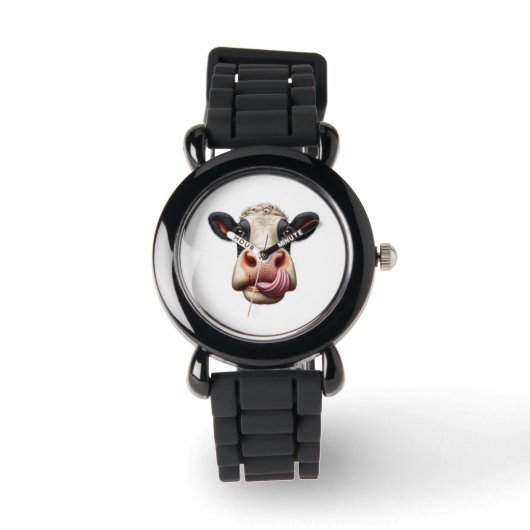 Koe glimlacht. horloge (Voorkant)