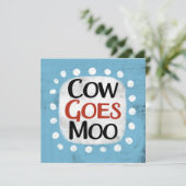 Koe Goes Moo Wenskaart Kaart (Staand voorkant)