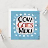 Koe Goes Moo Wenskaart Kaart (Voorkant / Achterkant in situ)