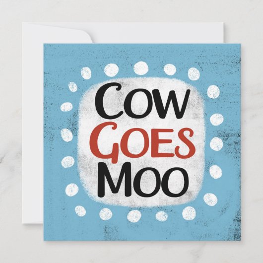 Koe Goes Moo Wenskaart Kaart (Voorkant)
