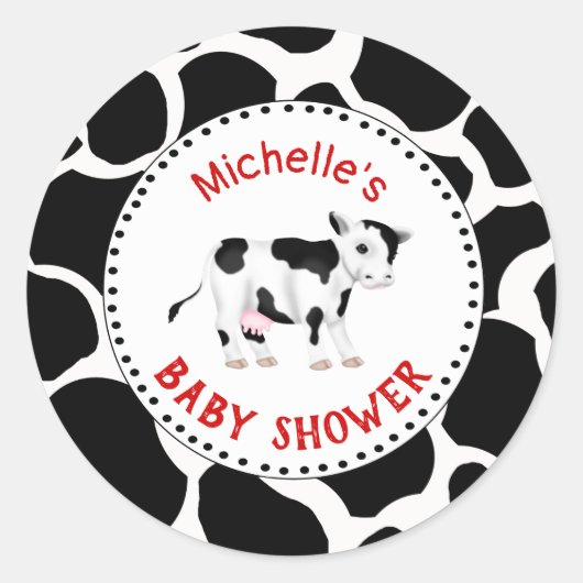 Koe Grafisch Baby shower Sticker Etiket (Voorkant)