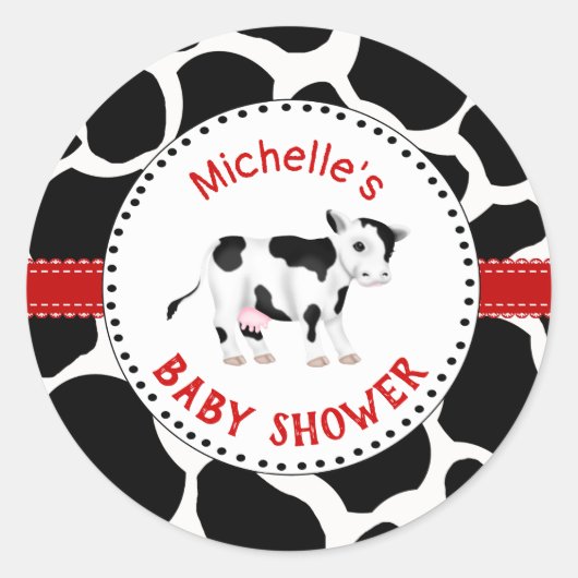 Koe Grafisch Baby shower Sticker Etiket (Voorkant)