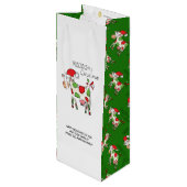 Koe Grappige Cartoon Kerstvakantie Wijn Gift Bag Wijn Cadeautas (Achterkant Gekanteld)