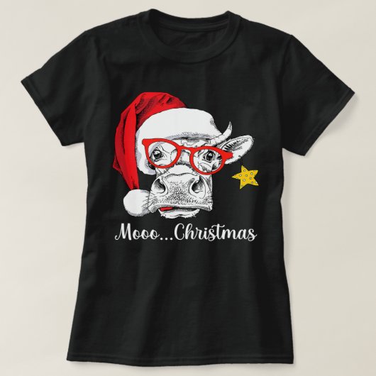 Koe grappige veestapel met kerstmis met kerstmis m t-shirt (Design voorkant)