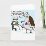Koe Grass Hairdryer Snowman Winter Card Feestdagen Kaart<br><div class="desc">Santa Weggie grappige humor komedie kerstmis met kerstcadeaukaartje Reindeer Snow Koe Grass Hairdryer Snowman Winter</div>