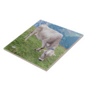 Koe grazen in de Alpen keramische tegel Tegeltje (Zijkant)