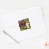 Koe grazing in de Franse Alpen Vierkante Sticker (Envelop)