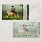 Koe Grazing met boer in een Schilderachtig deegmen Visitekaartje (Voorkant / Achterkant)